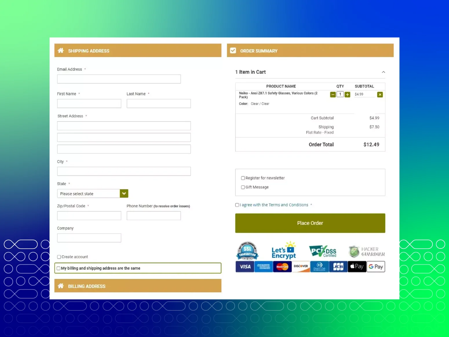 Magento 2 One Step Checkout on a Gloves Store